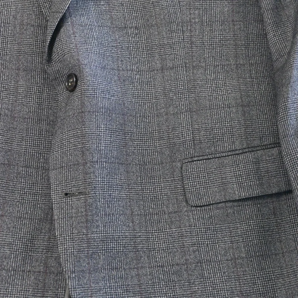 Michael Kors 46R Glenn Check 100% Wool Flannel Blazer Suit Jacket Sport Coat